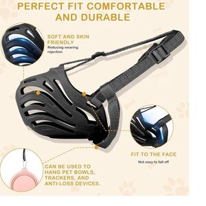 Adjustable Black Dog Muzzle with Breathable Vents